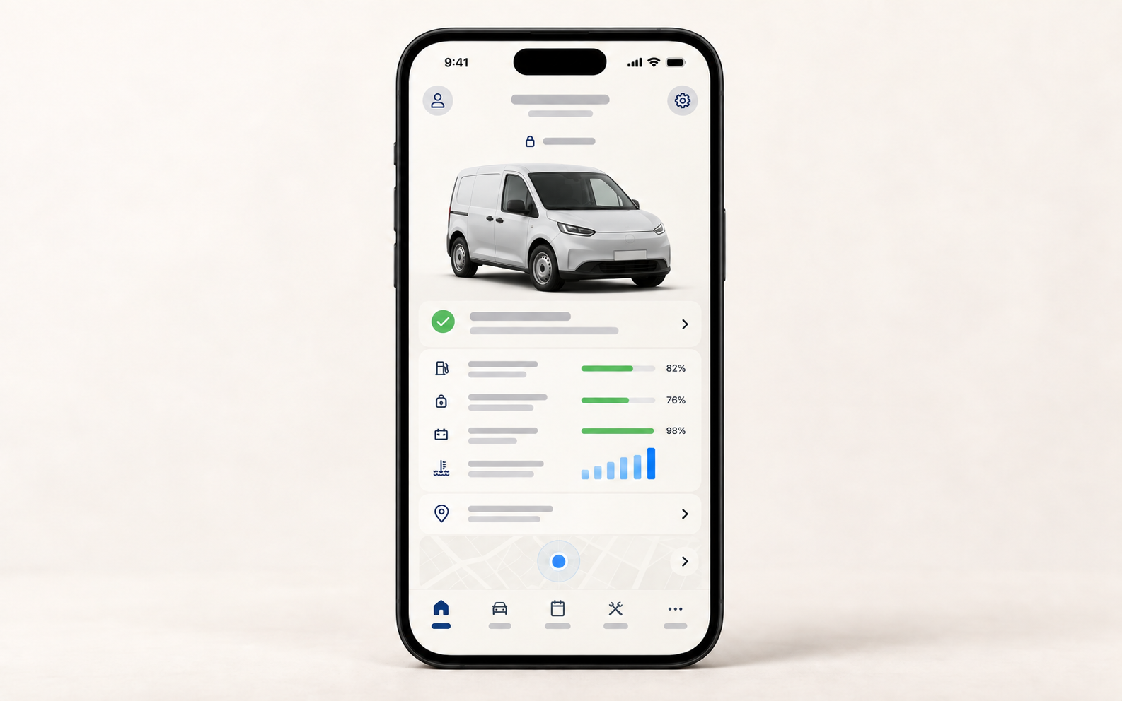 Mobilvy med översikt över ett fordon